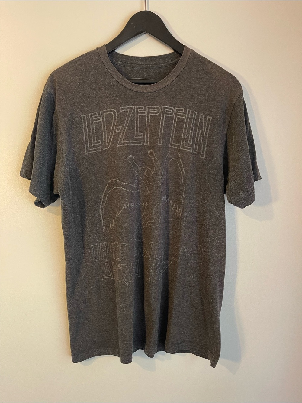 Led Zeppelin 1977 US Tour Charcoal Gray Graphic T-Shirt L